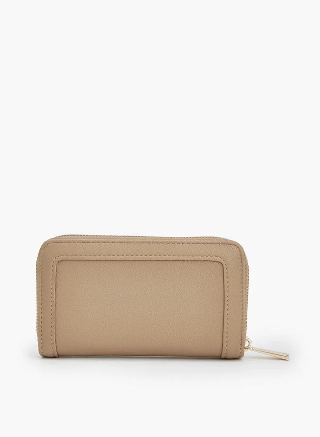 Flora Bella By Shoexpress BEIGE Textured Wallet With Zip Closure for Women | Best Price UAE